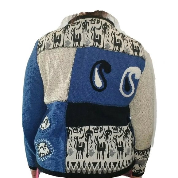 Vintage 90s Patch Cardigan‎ Sweater Folklore Art - Picture 3 of 9